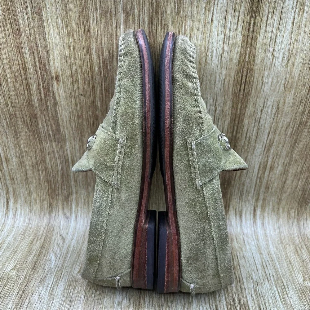 Rancourt & Co Bit Loafers Men's Size 9 D Olive Green Suede Handsewn Made in USA